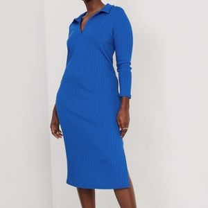 Ribbed Fitted Polo Dress